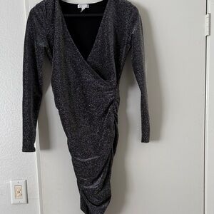 Leith Black Sparkle Midi Dress